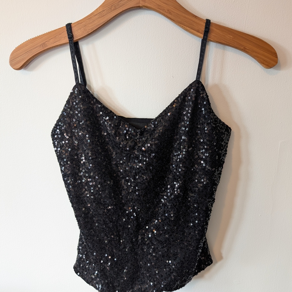 Vintage Sequin Black Camisole Top